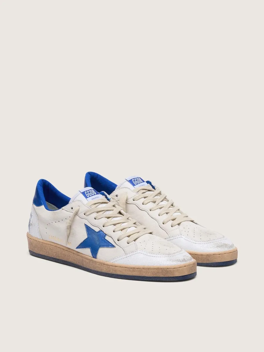 Ball Star Uomo in nappa bianca con stella e talloncino bluette