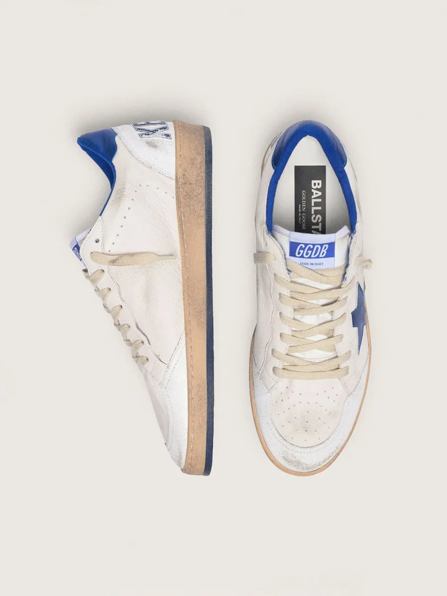 Ball Star Uomo in nappa bianca con stella e talloncino bluette