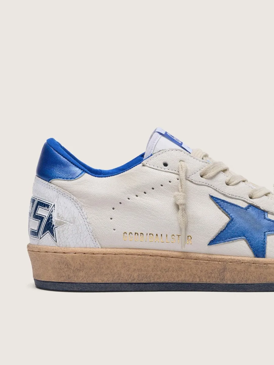 Ball Star Uomo in nappa bianca con stella e talloncino bluette