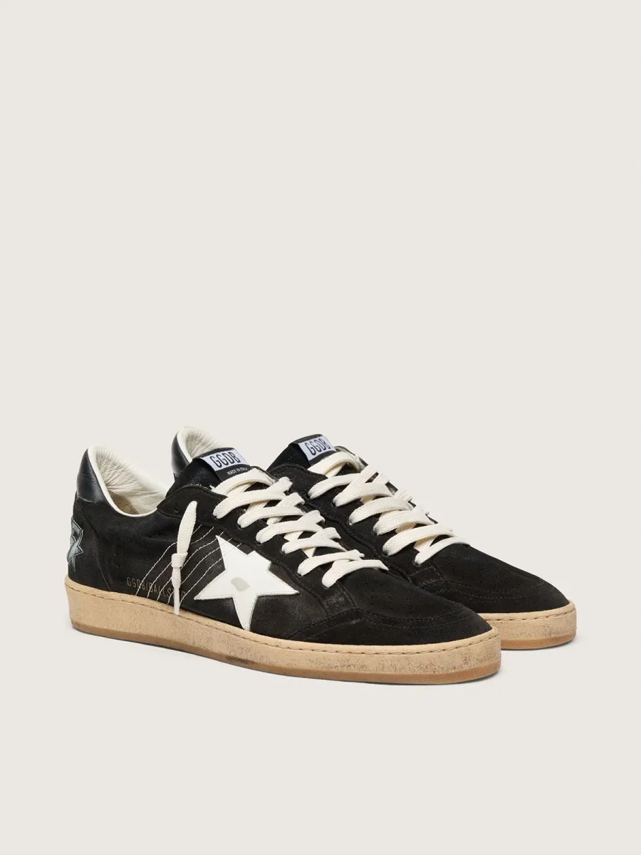 Ball Star Uomo in suede nero con stella in pelle bianca