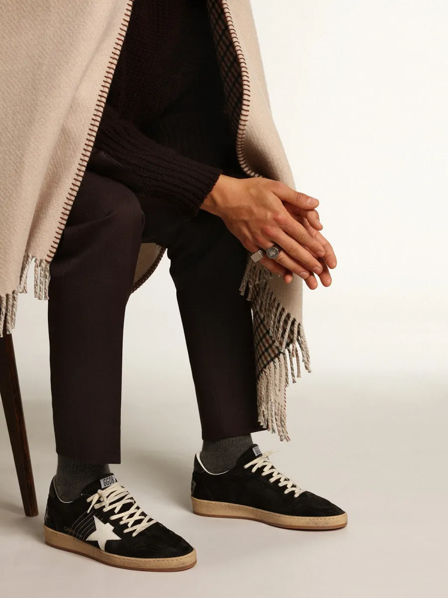 Ball Star Uomo in suede nero con stella in pelle bianca