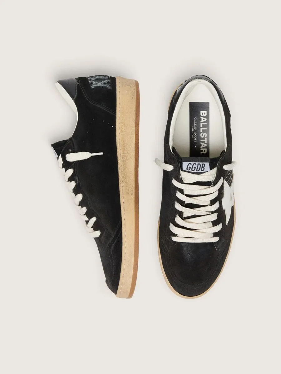 Ball Star Uomo in suede nero con stella in pelle bianca