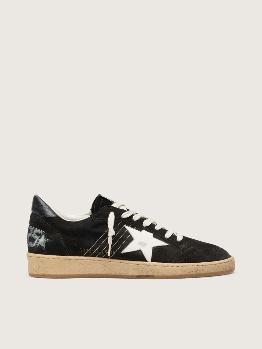 Ball Star Uomo in suede nero con stella in pelle bianca