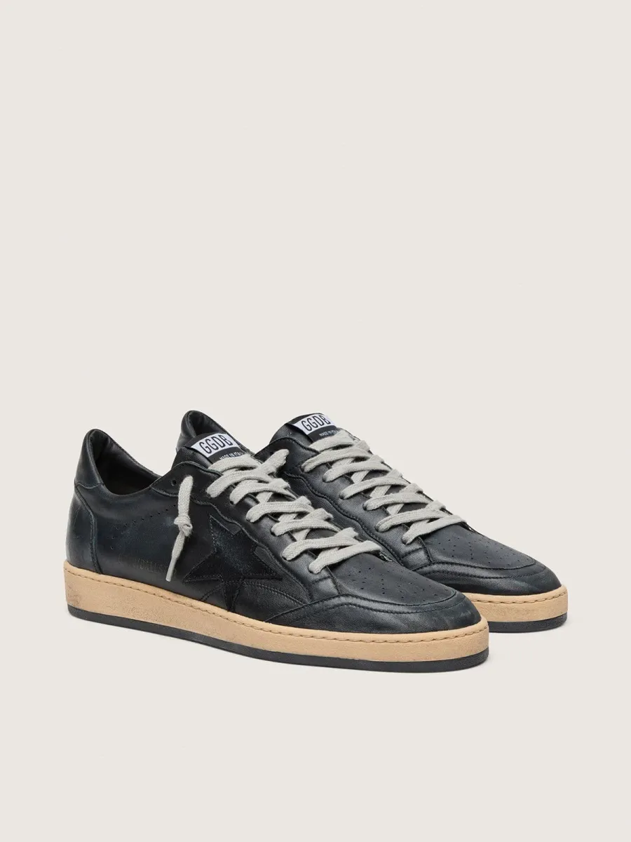 Ball Star Uomo in nappa nera con stella in suede e talloncino in nappa