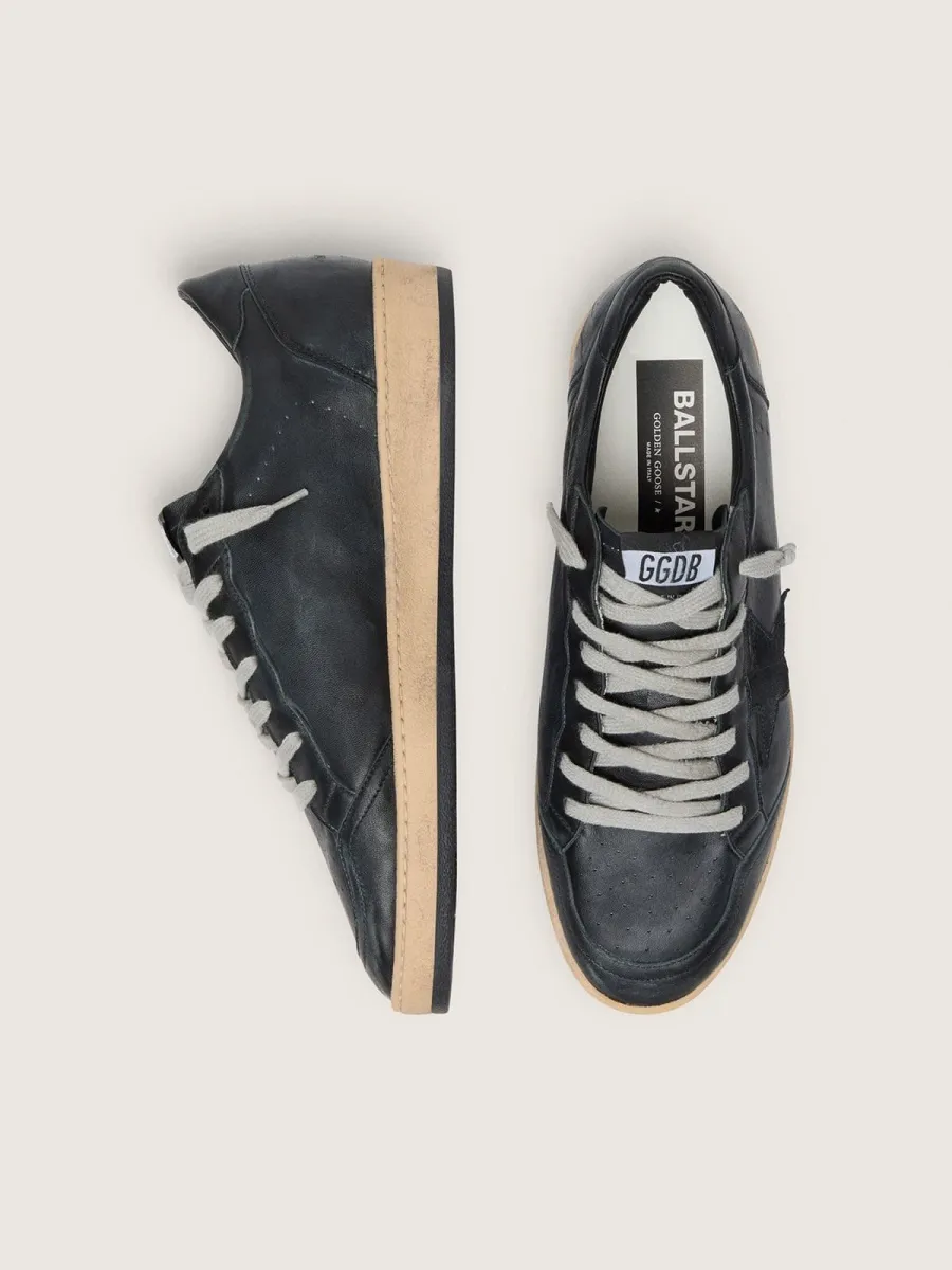 Ball Star Uomo in nappa nera con stella in suede e talloncino in nappa