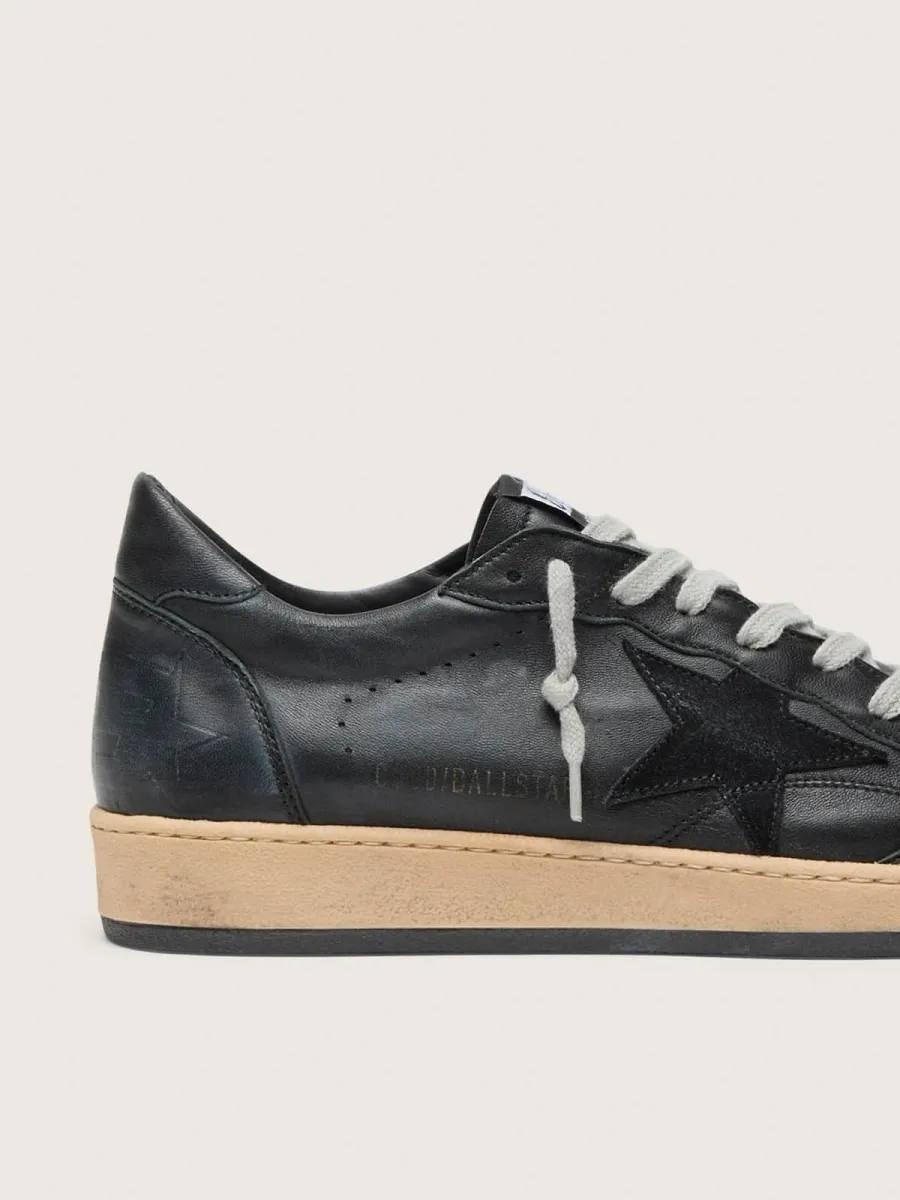 Ball Star Uomo in nappa nera con stella in suede e talloncino in nappa