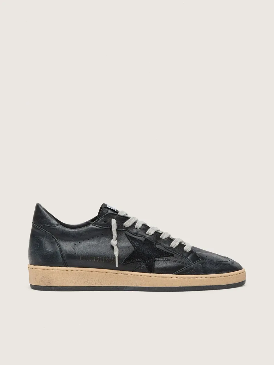 Ball Star Uomo in nappa nera con stella in suede e talloncino in nappa