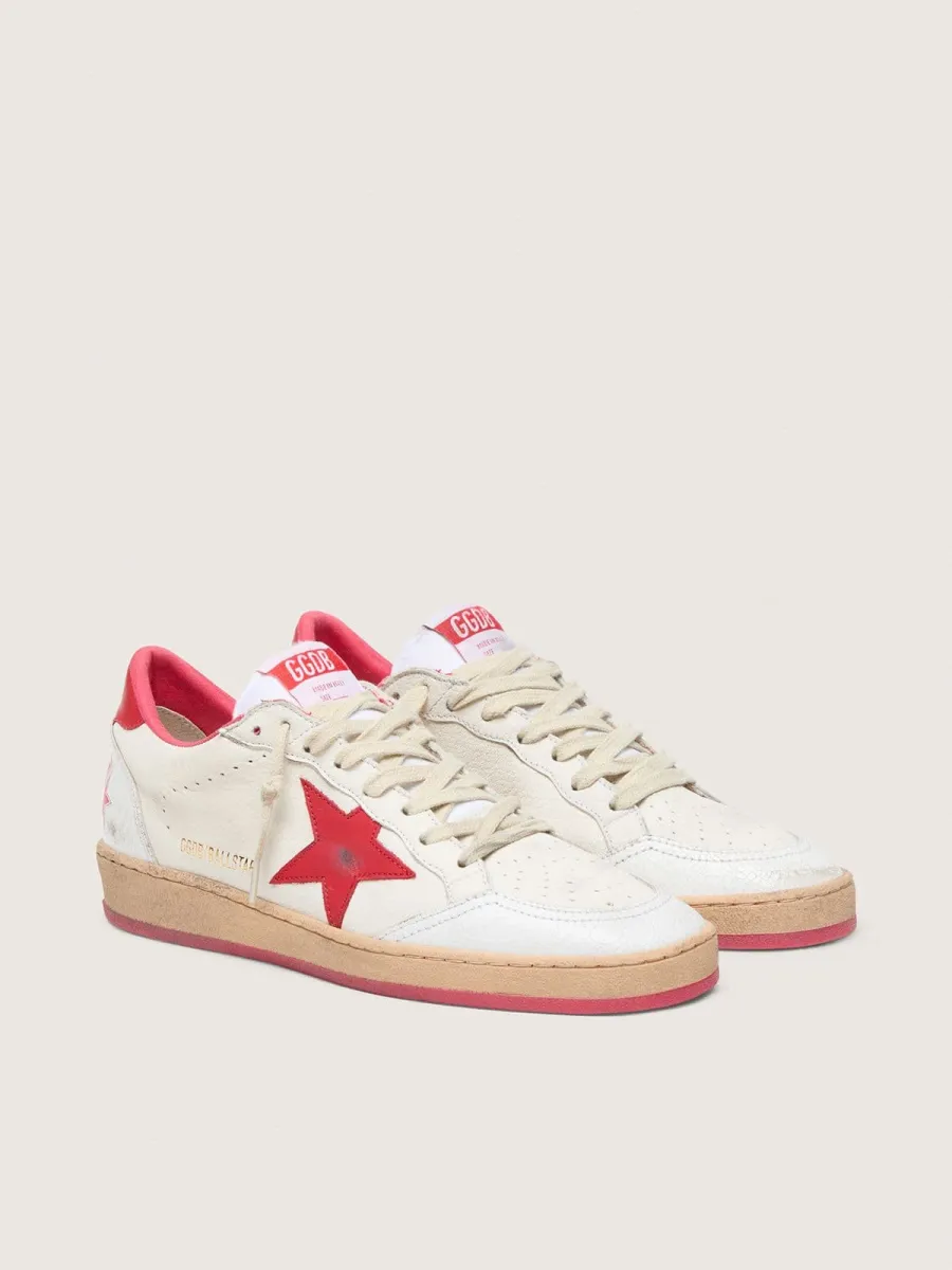 Ball Star Wishes Uomo in pelle bianca con stella e talloncino rossi