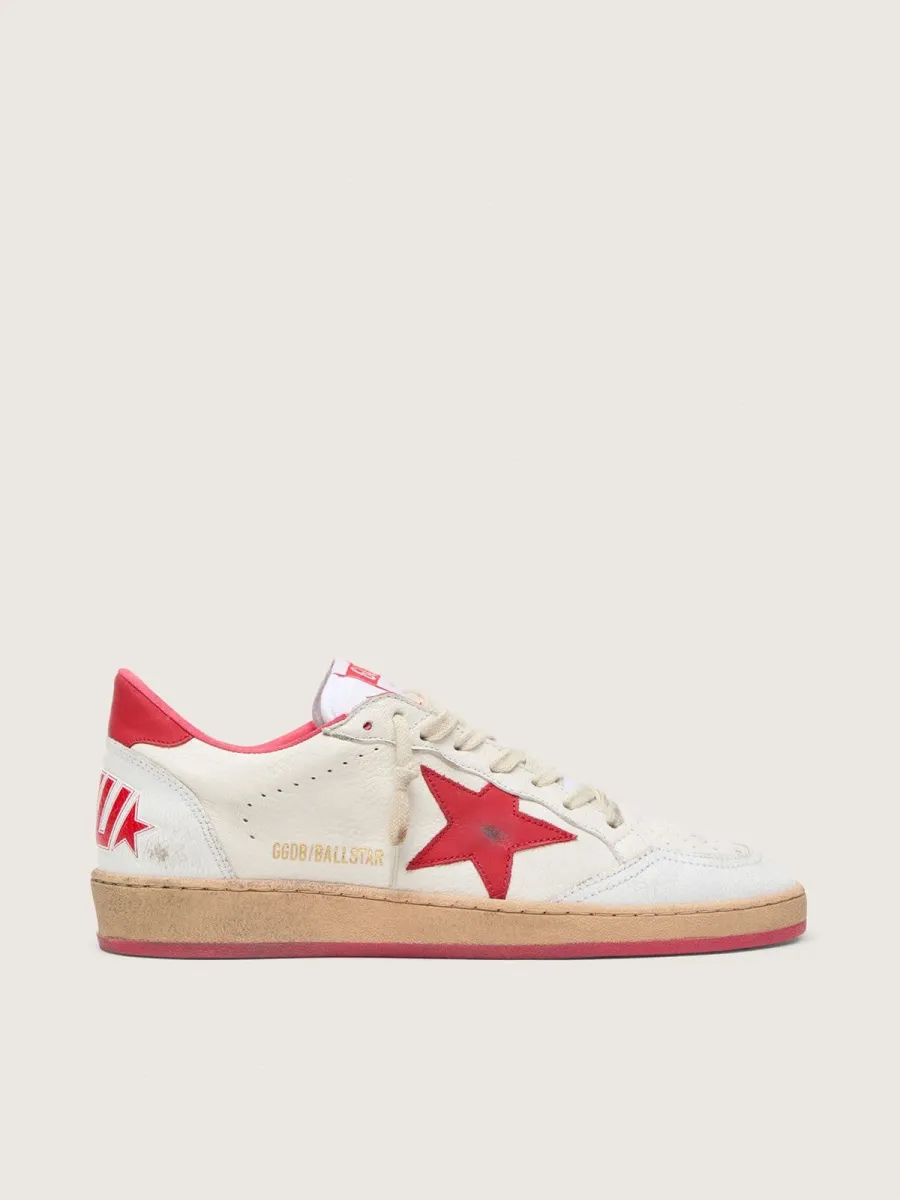 Ball Star Wishes Uomo in pelle bianca con stella e talloncino rossi