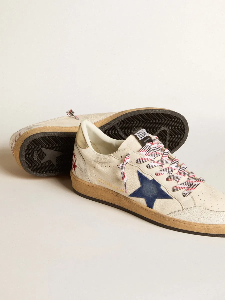 Ball Star Uomo in nappa con stella in suede blu e talloncino in pelle platino