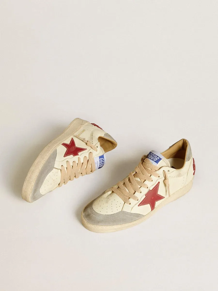 Ball Star Uomo LTD in nappa con stella in pelle rossa e talloncino in suede grigio
