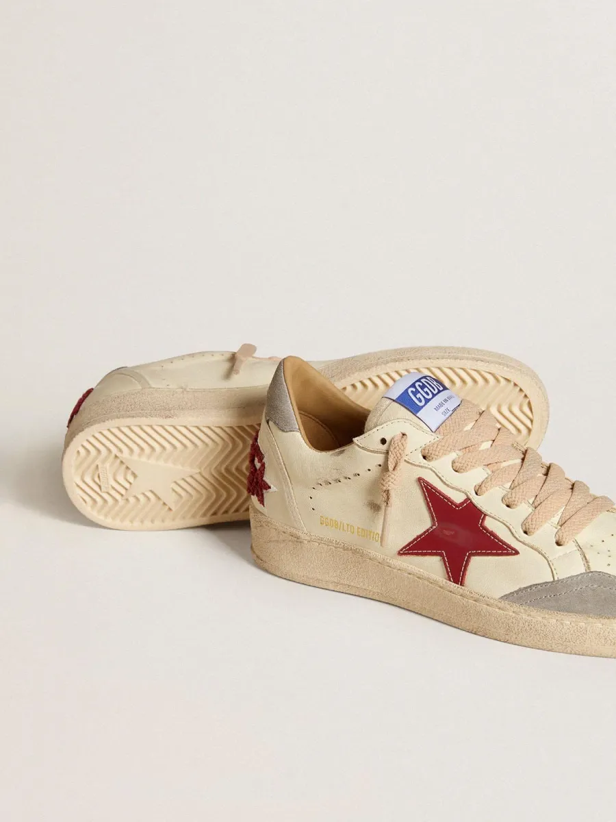 Ball Star Uomo LTD in nappa con stella in pelle rossa e talloncino in suede grigio