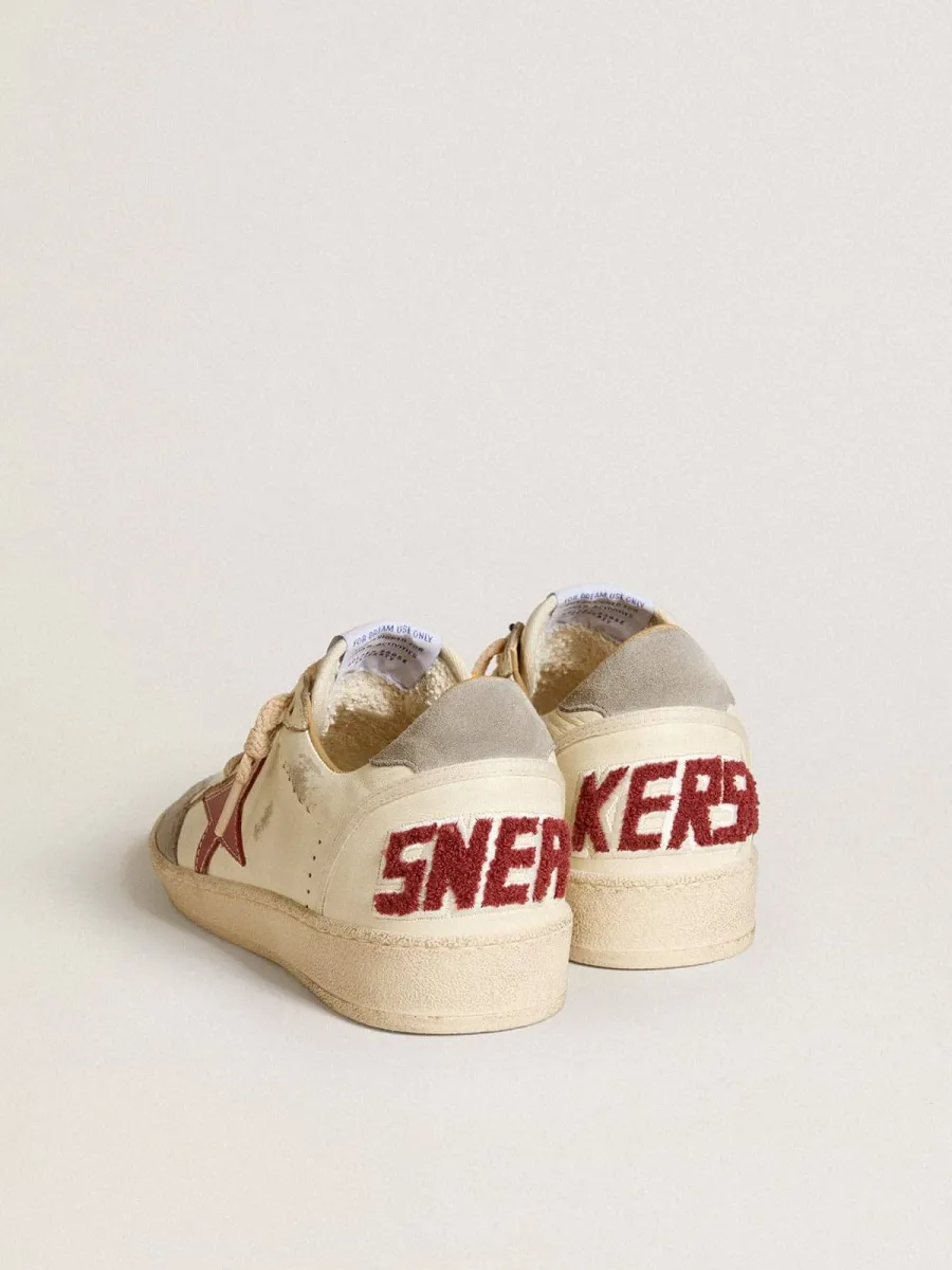 Ball Star Uomo LTD in nappa con stella in pelle rossa e talloncino in suede grigio