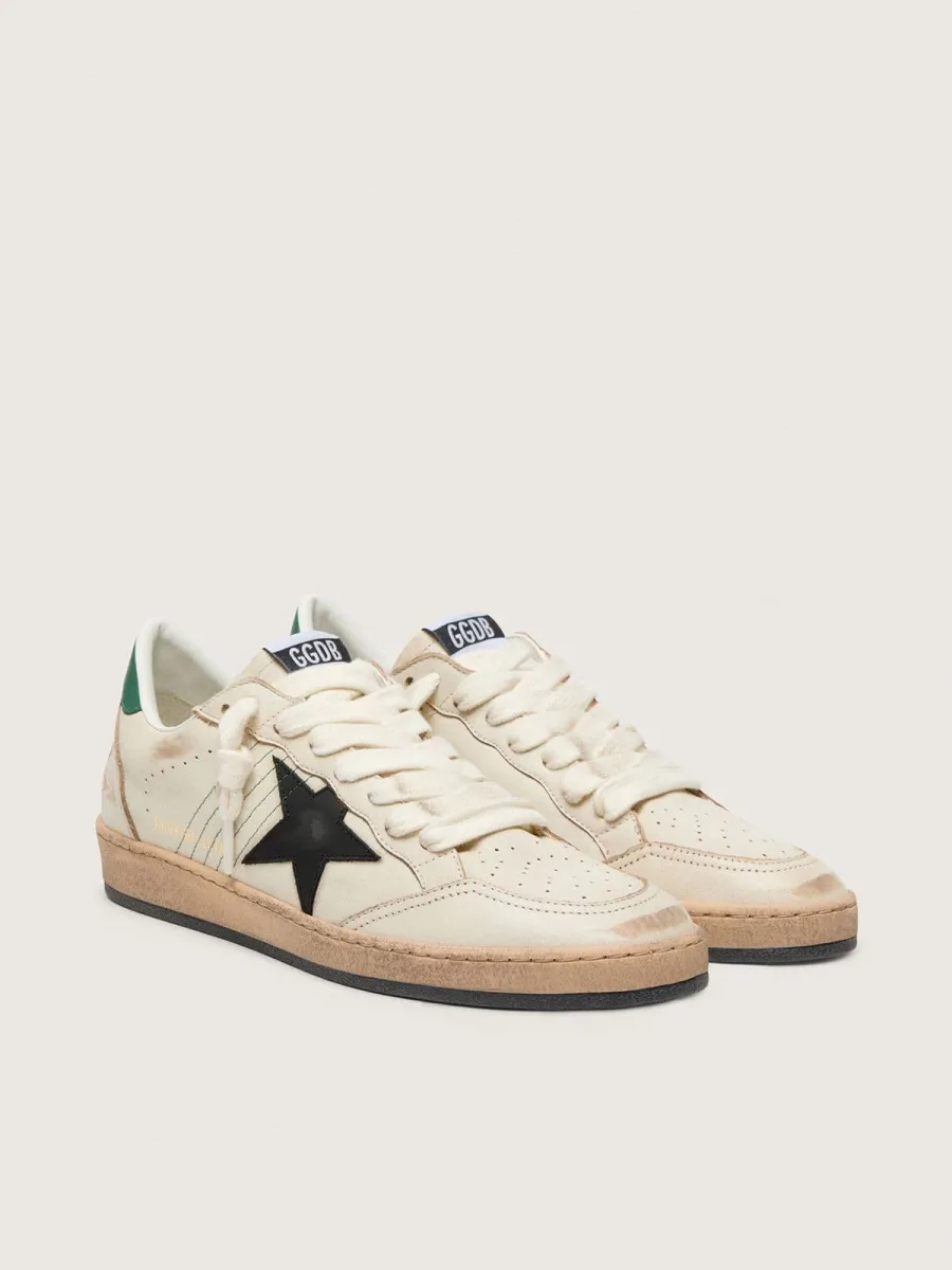 Ball Star Uomo con stella in pelle nera e talloncino in pelle verde