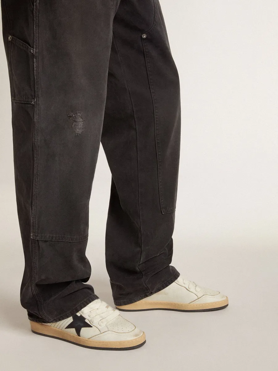 Ball Star Uomo con stella in pelle nera e talloncino in pelle verde