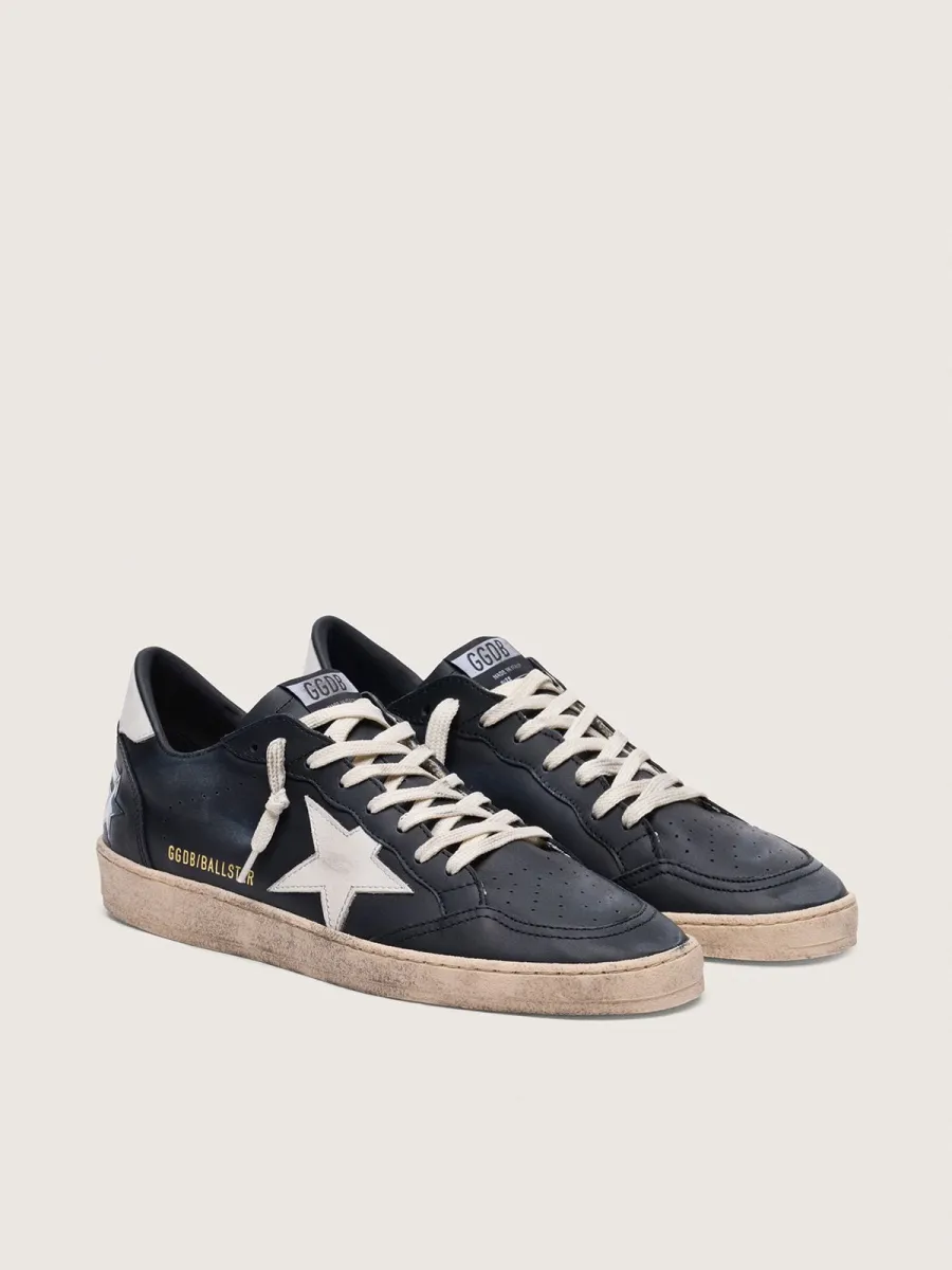 Ball Star Uomo in nappa nera con stella e talloncino in pelle bianca