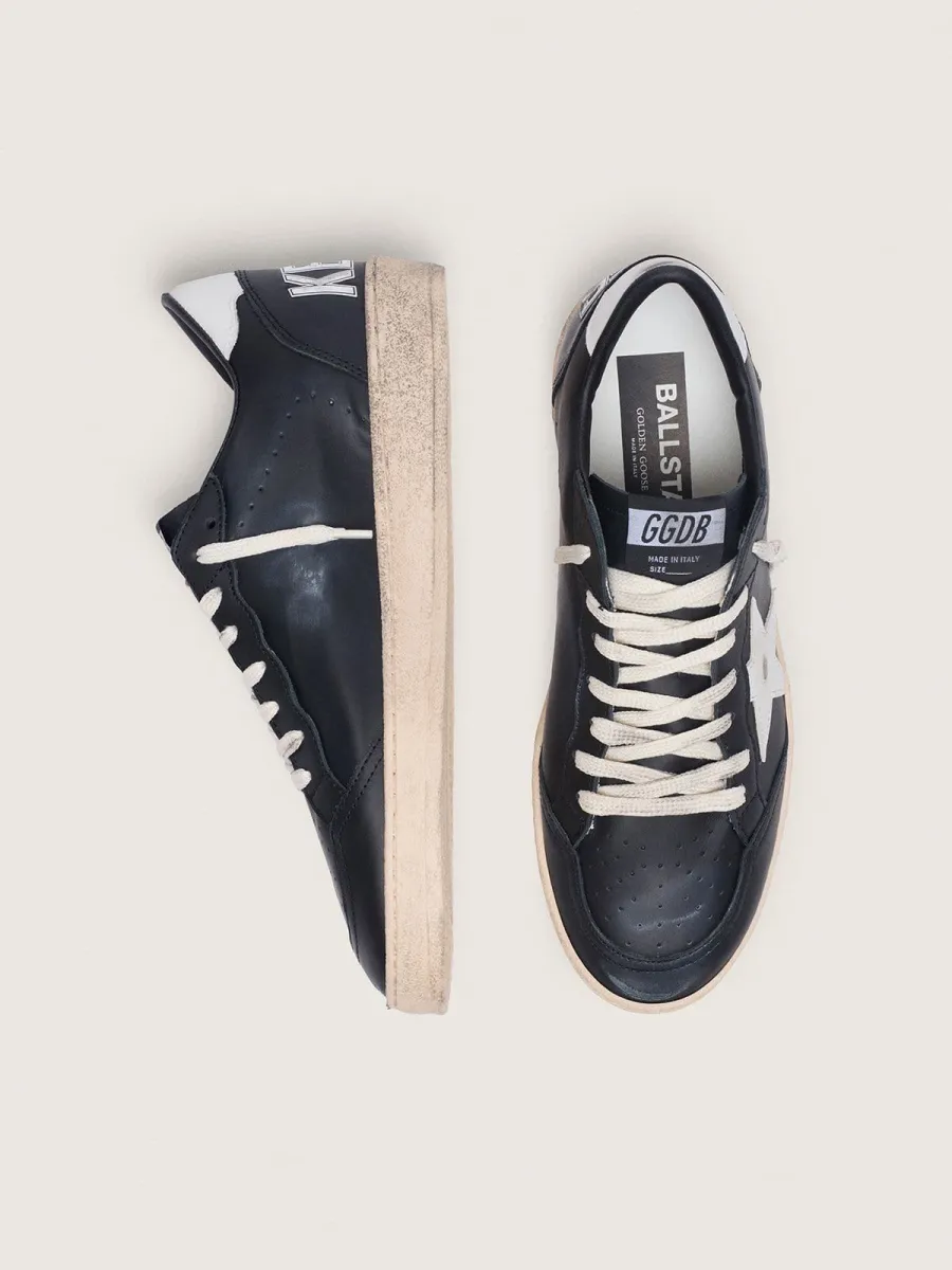 Ball Star Uomo in nappa nera con stella e talloncino in pelle bianca