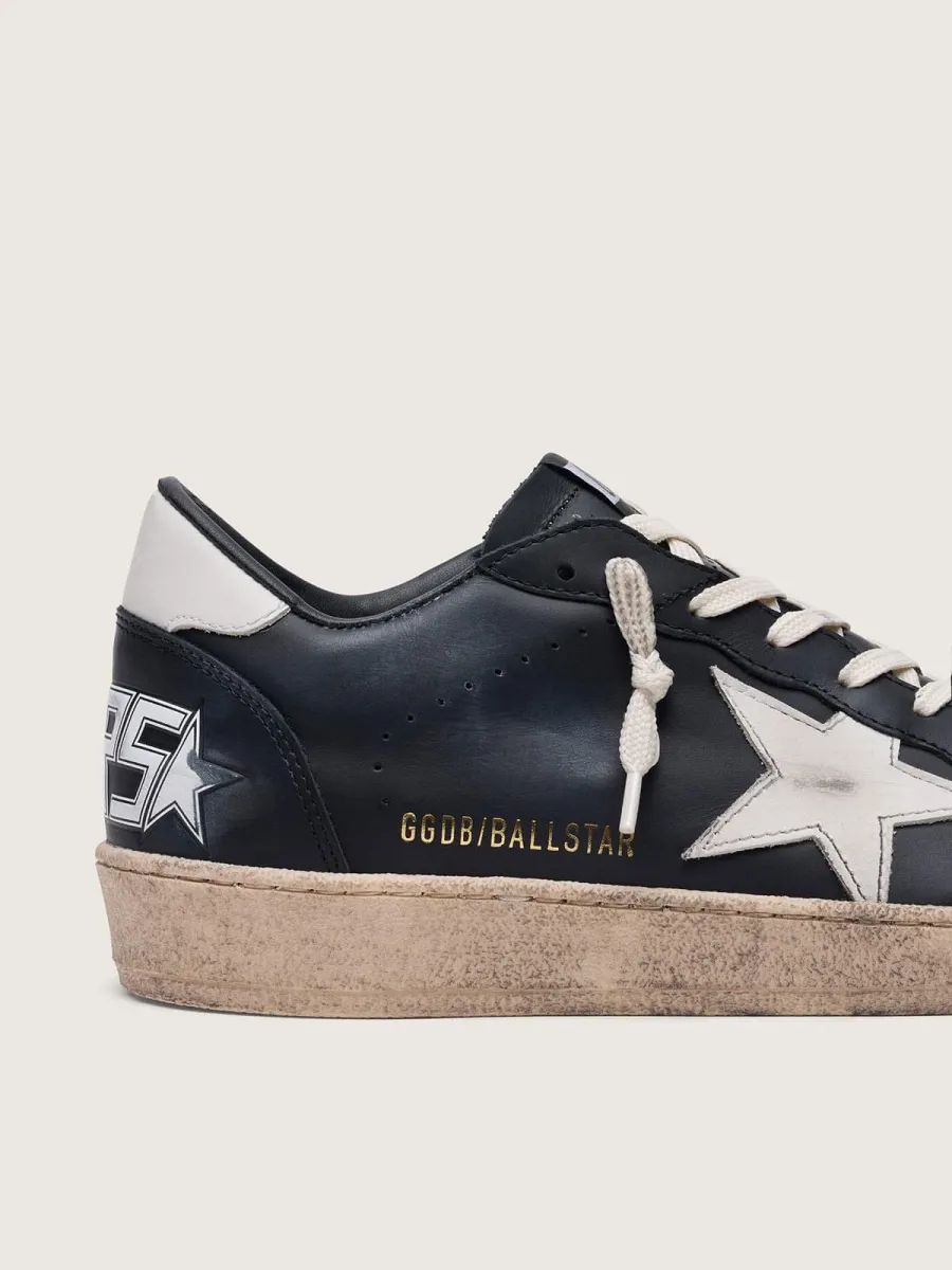 Ball Star Uomo in nappa nera con stella e talloncino in pelle bianca