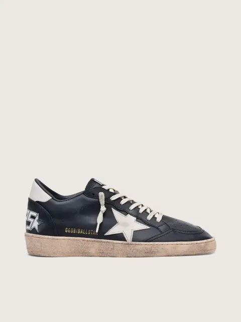 Ball Star Uomo in nappa nera con stella e talloncino in pelle bianca