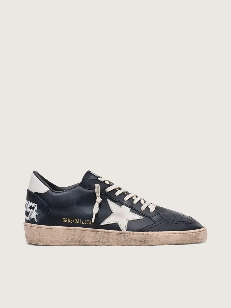 Ball Star Uomo in nappa nera con stella e talloncino in pelle bianca