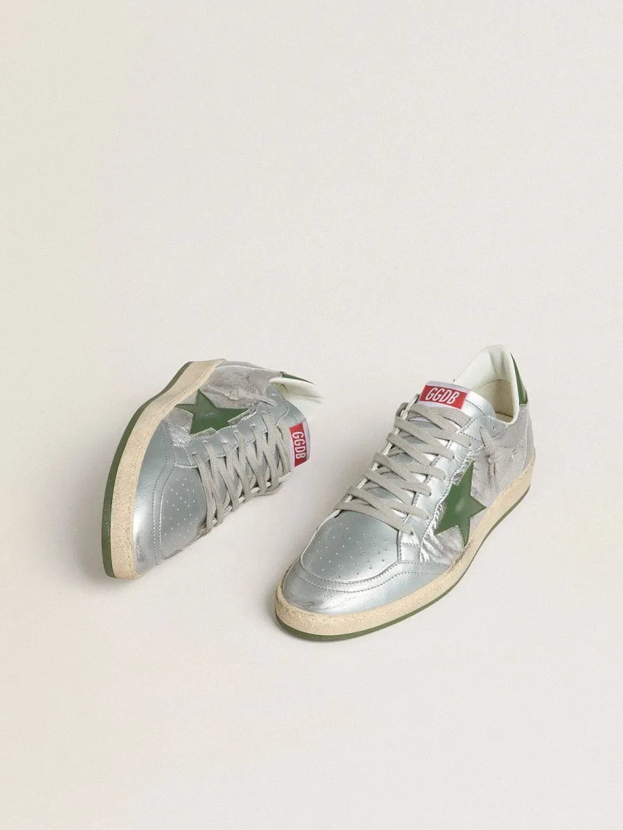 Ball Star Uomo in nylon argento con stella e talloncino in pelle verde