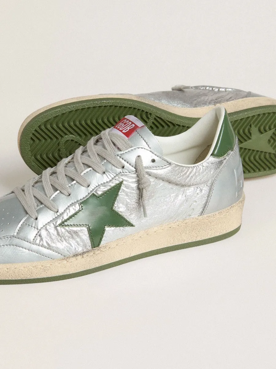 Ball Star Uomo in nylon argento con stella e talloncino in pelle verde