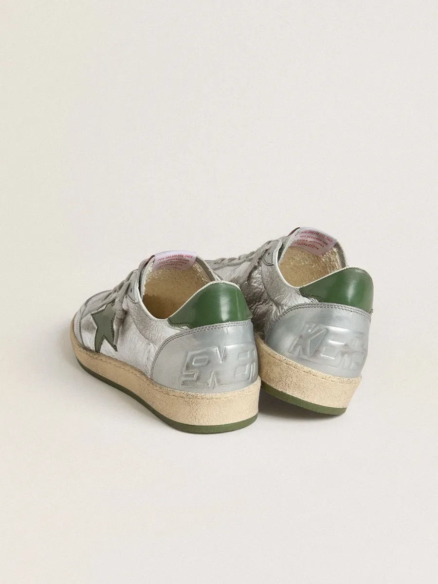 Ball Star Uomo in nylon argento con stella e talloncino in pelle verde