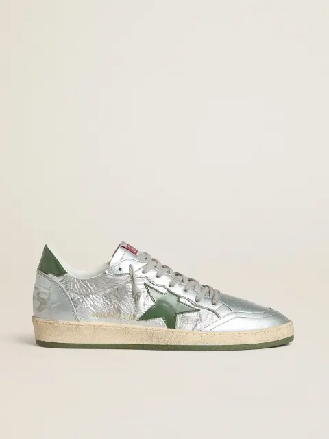 Ball Star Uomo in nylon argento con stella e talloncino in pelle verde