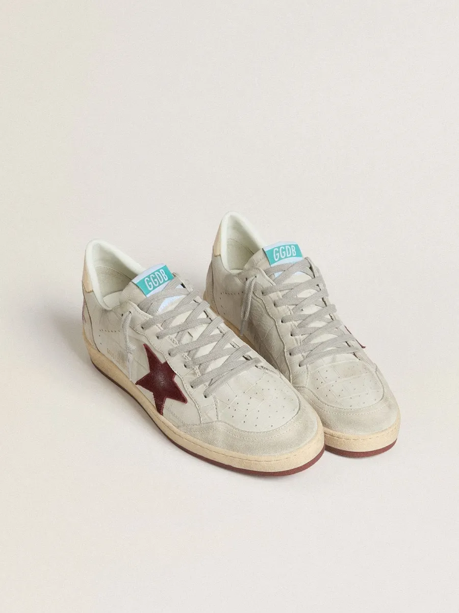 Ball Star Uomo in pelle nabuk stampa cocco con stella in suede bordeaux