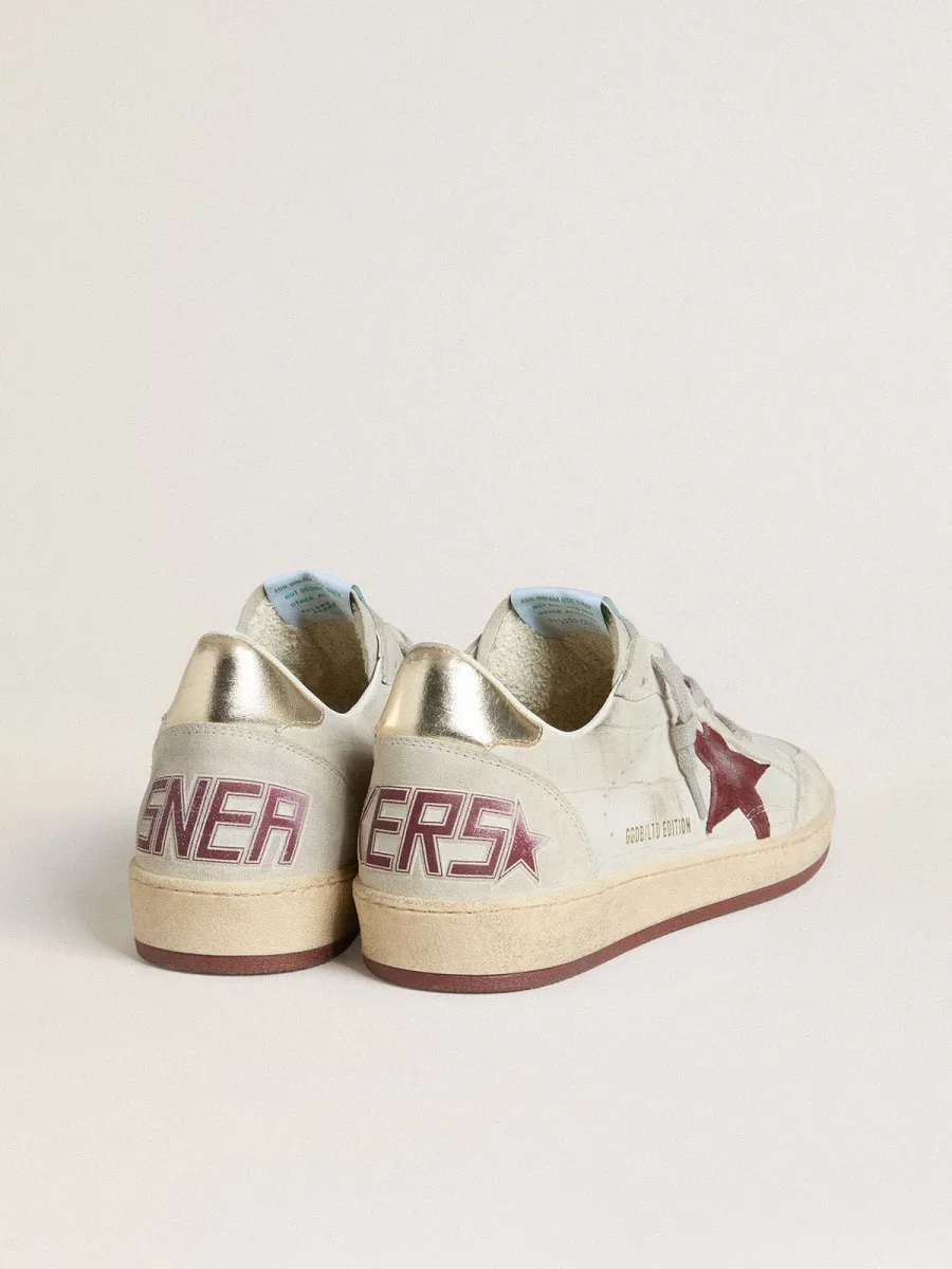 Ball Star Uomo in pelle nabuk stampa cocco con stella in suede bordeaux