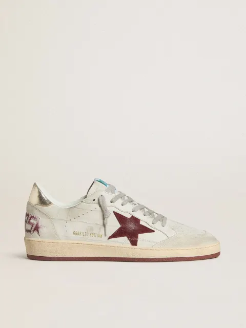 Ball Star Uomo in pelle nabuk stampa cocco con stella in suede bordeaux