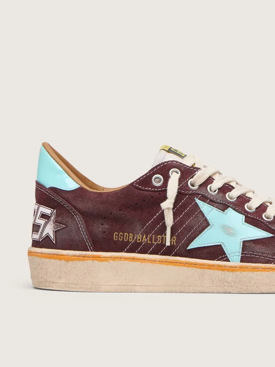 Ball Star Uomo in suede color rosso scuro con stella e talloncino azzurri
