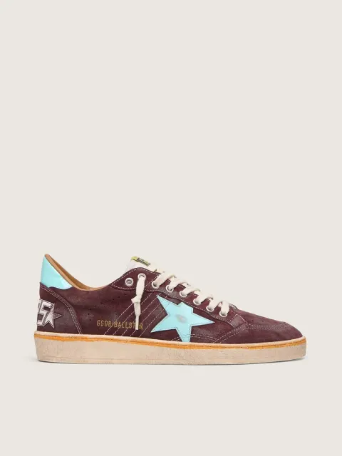 Ball Star Uomo in suede color rosso scuro con stella e talloncino azzurri