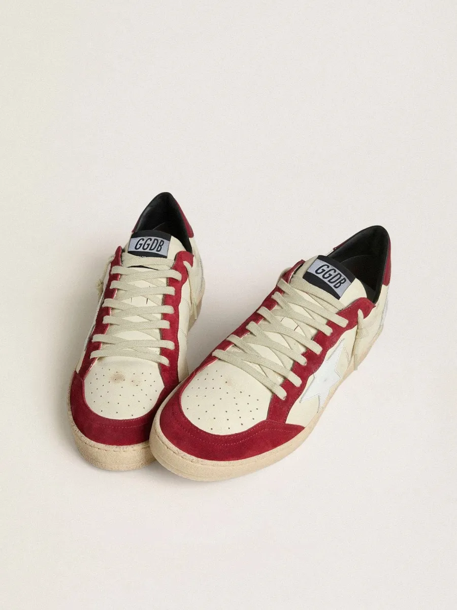 Ball Star Uomo LTD in nappa crema con stella in pelle bianca e inserti in suede rosso