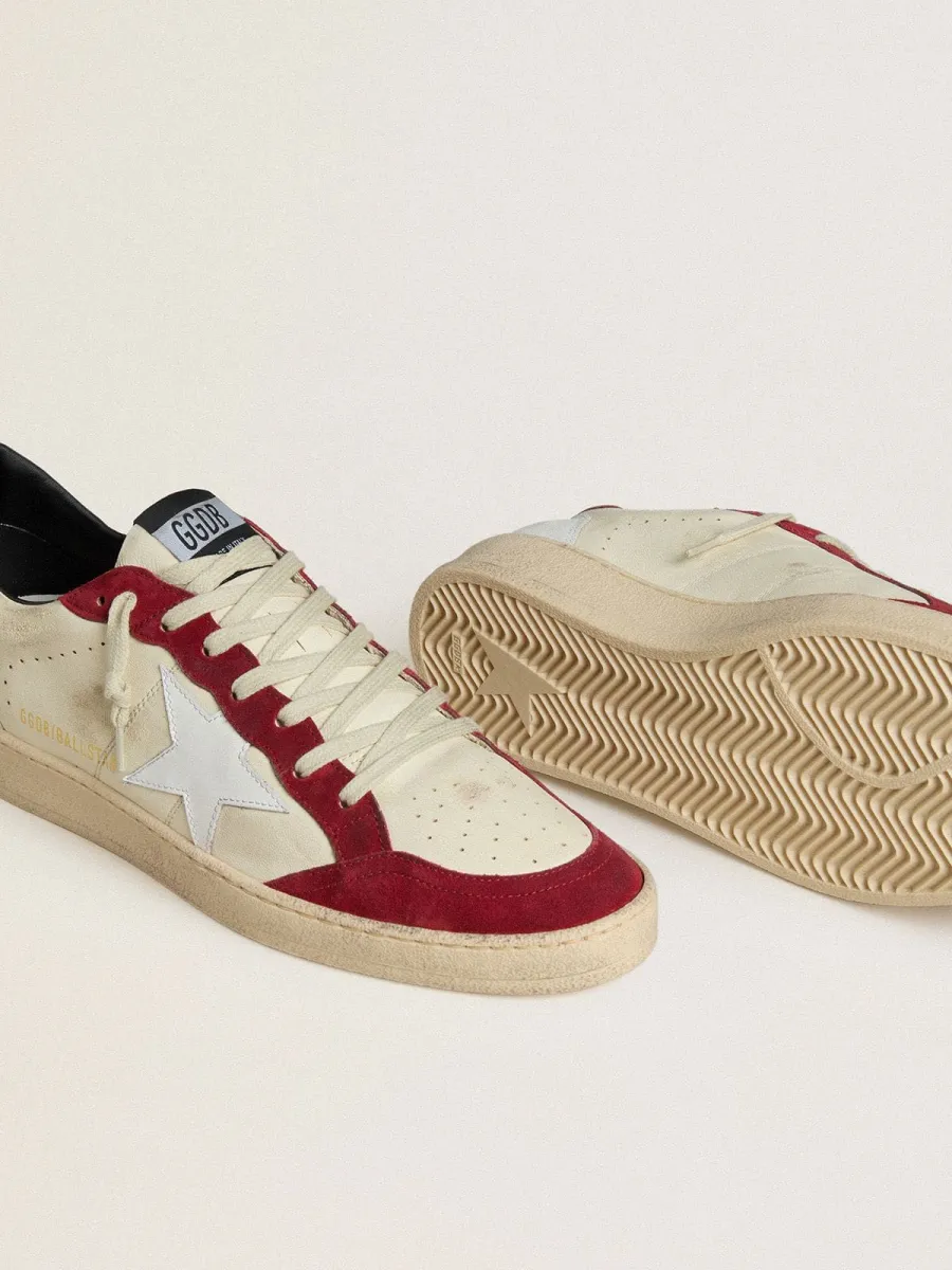 Ball Star Uomo LTD in nappa crema con stella in pelle bianca e inserti in suede rosso