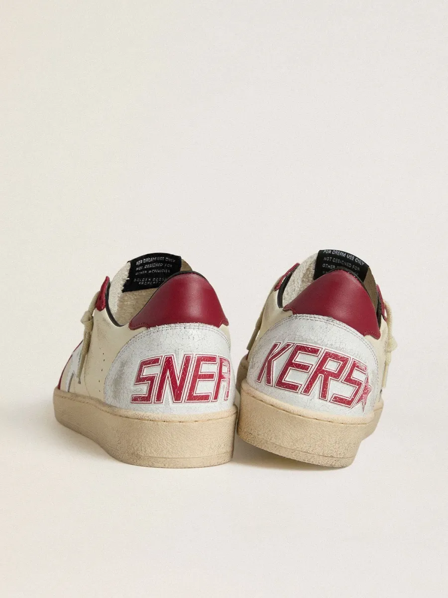 Ball Star Uomo LTD in nappa crema con stella in pelle bianca e inserti in suede rosso