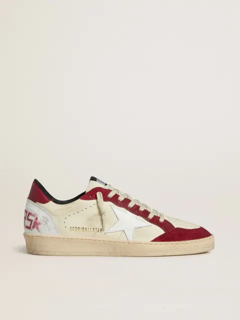 Ball Star Uomo LTD in nappa crema con stella in pelle bianca e inserti in suede rosso