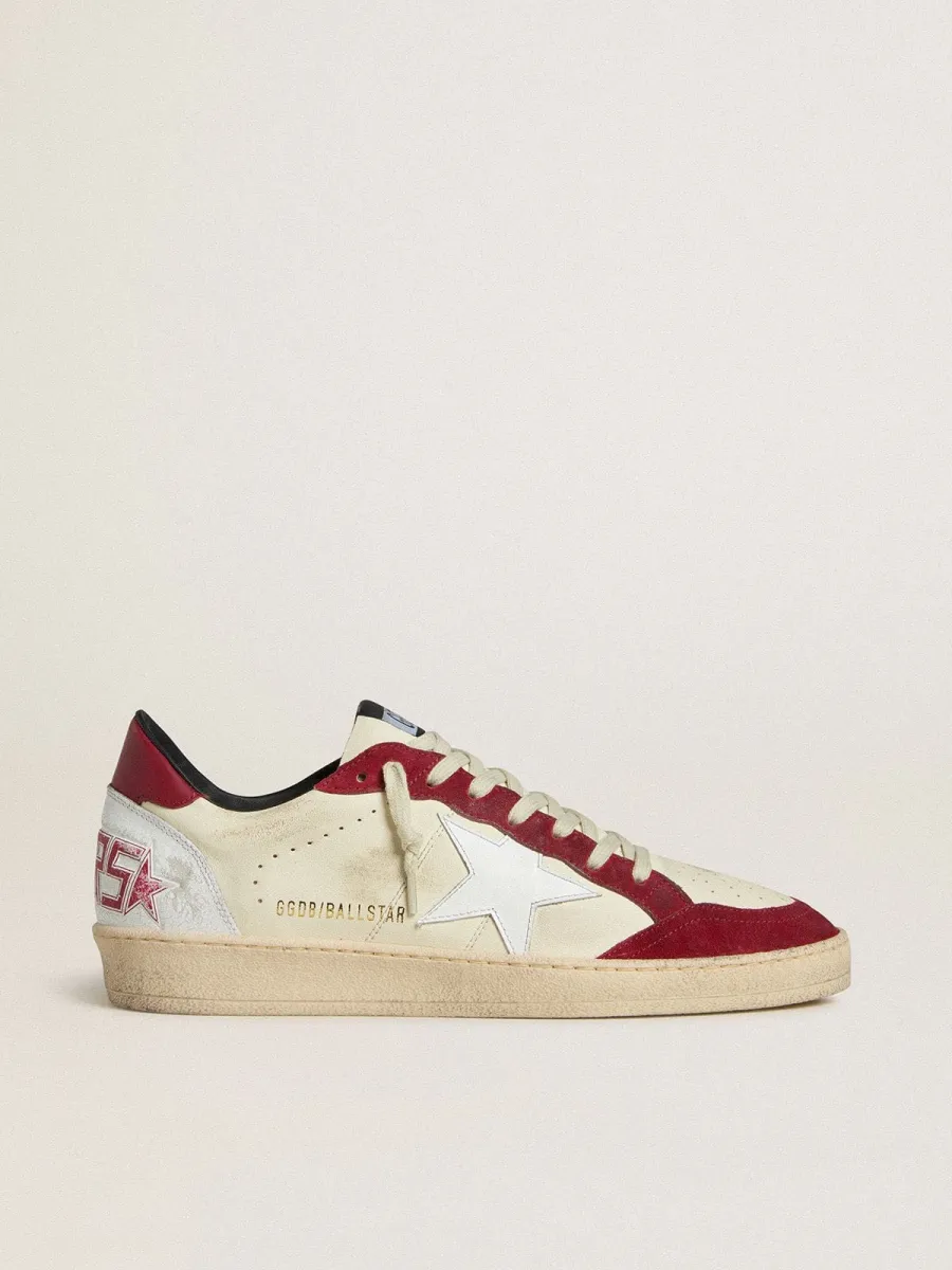 Ball Star Uomo LTD in nappa crema con stella in pelle bianca e inserti in suede rosso