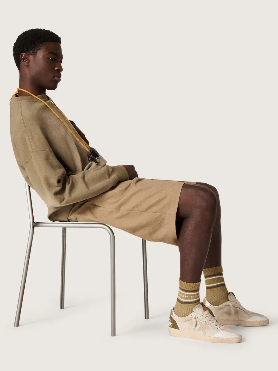 Ball Star Uomo LTD con stella in suede beige e talloncino in pelle laminata platino