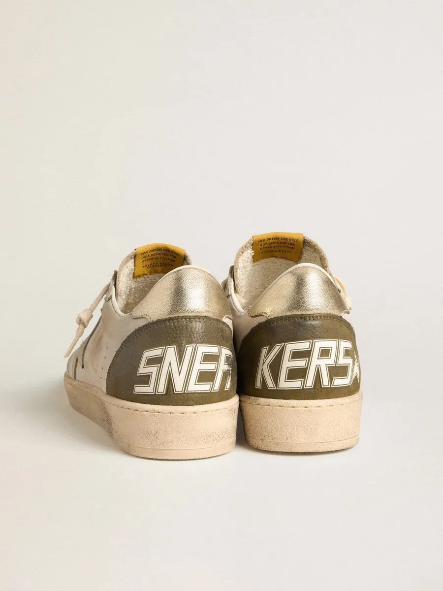 Ball Star Uomo LTD con stella in suede beige e talloncino in pelle laminata platino