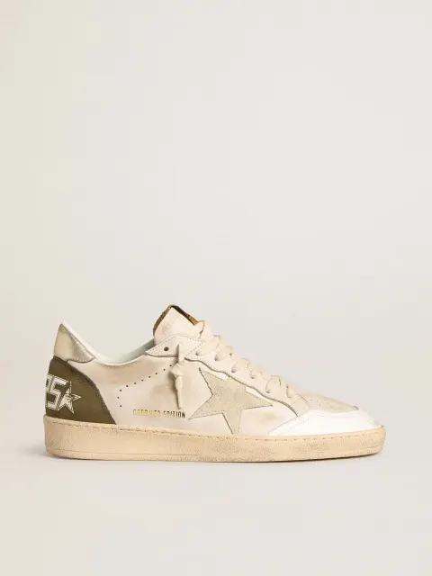 Ball Star Uomo LTD con stella in suede beige e talloncino in pelle laminata platino