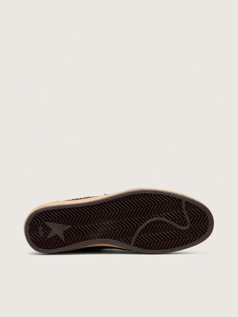 Ball Star Uomo in suede marrone con stella e talloncino in pelle marrone