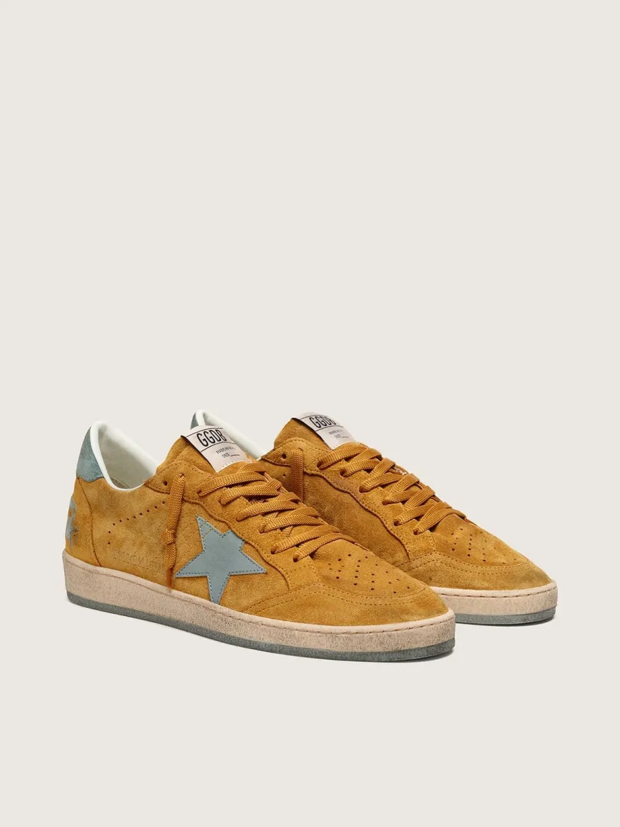 Ball Star Uomo in suede ocra con stella in pelle e talloncino in suede azzurro