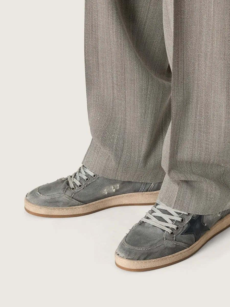Ball Star LTD uomo in denim grigio con stella in pelle nera
