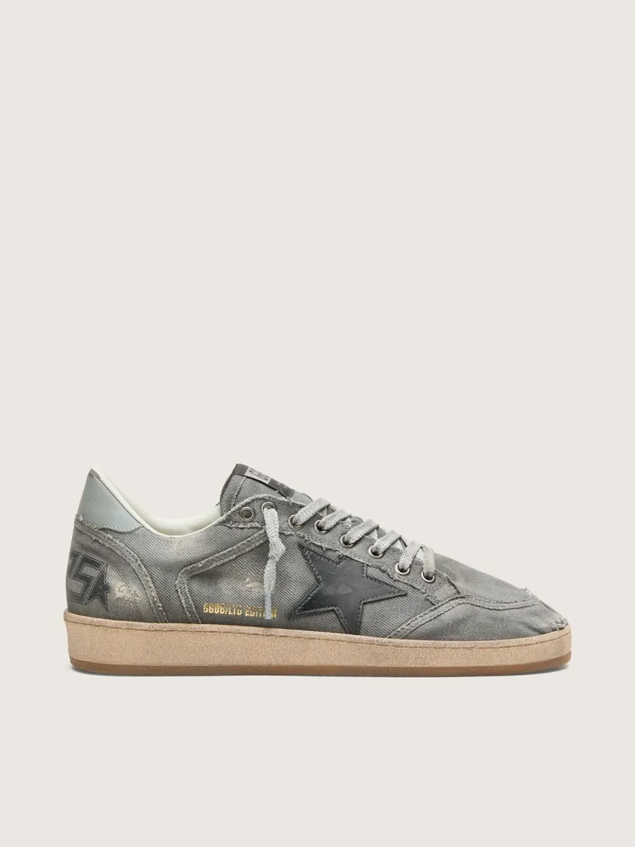 Ball Star LTD uomo in denim grigio con stella in pelle nera