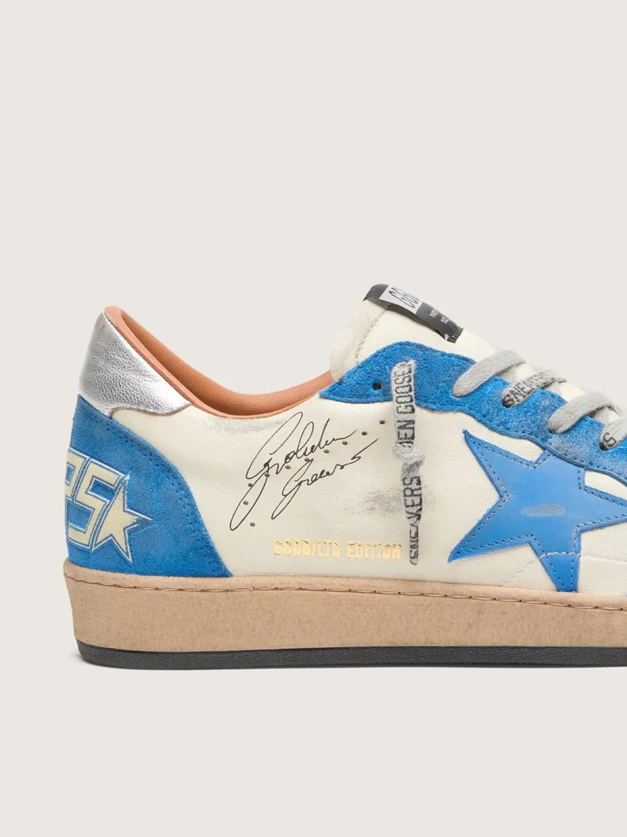 Ball Star LTD uomo in pelle bianca con stella in pelle azzurra