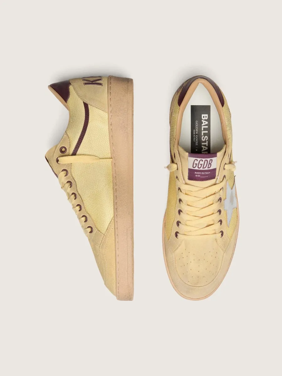 Ball Star uomo in suede giallo con stella argento e inserti in rete gialla