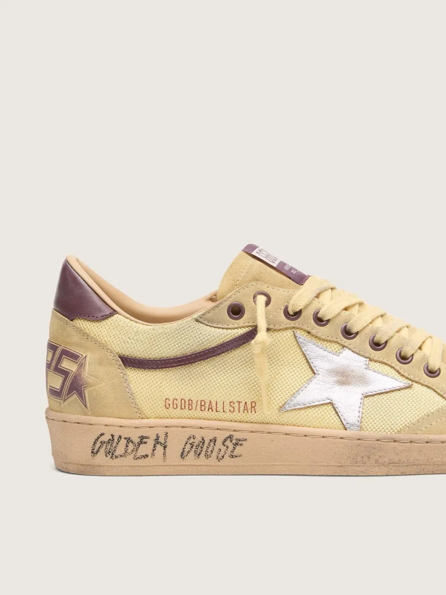 Ball Star uomo in suede giallo con stella argento e inserti in rete gialla