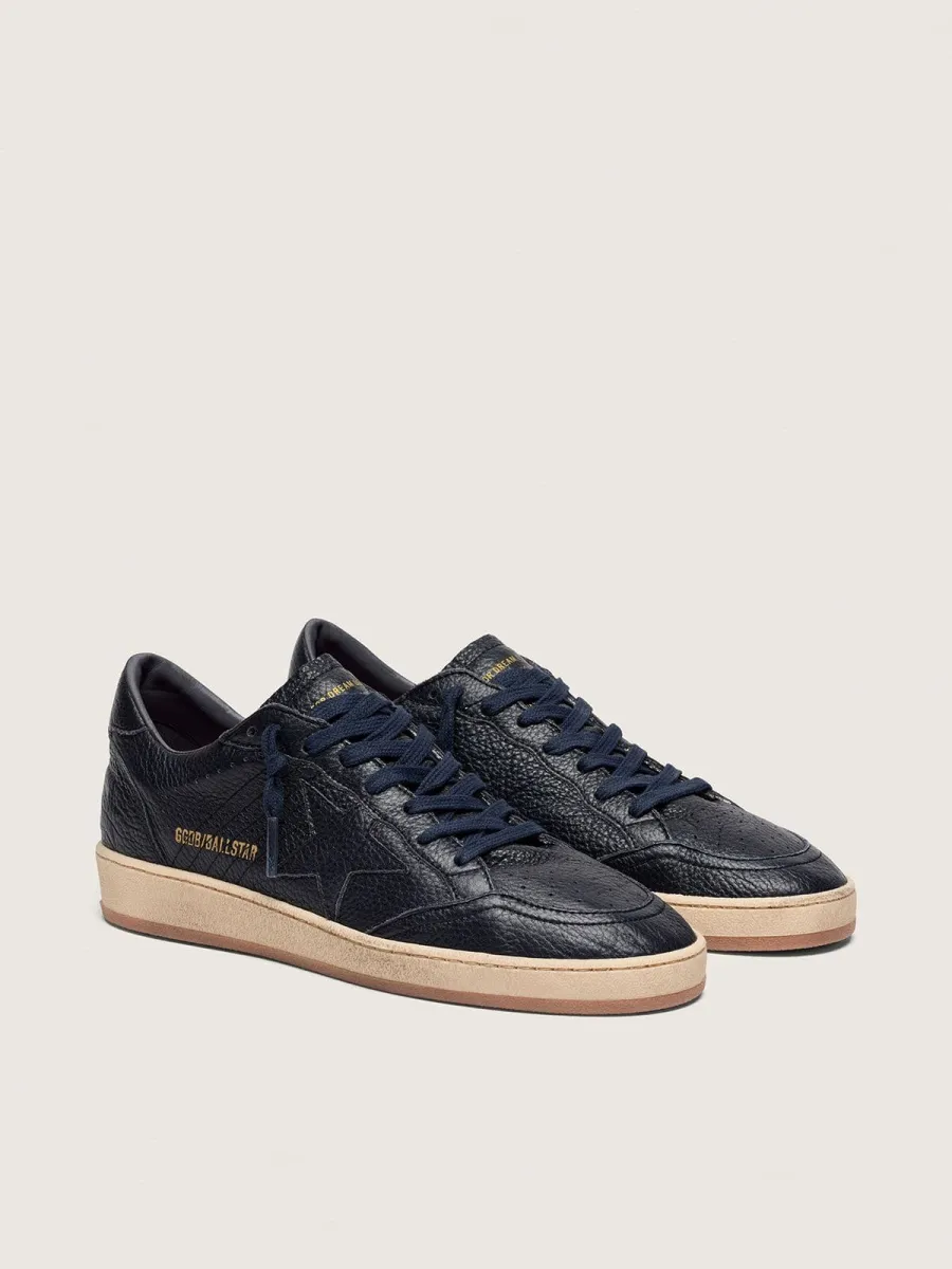Ball Star uomo in pelle blu navy con stella in pelle ton sur ton