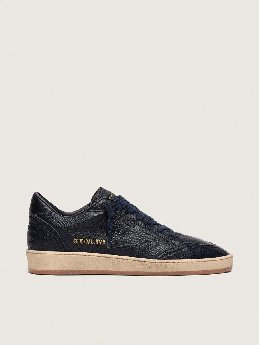 Ball Star uomo in pelle blu navy con stella in pelle ton sur ton